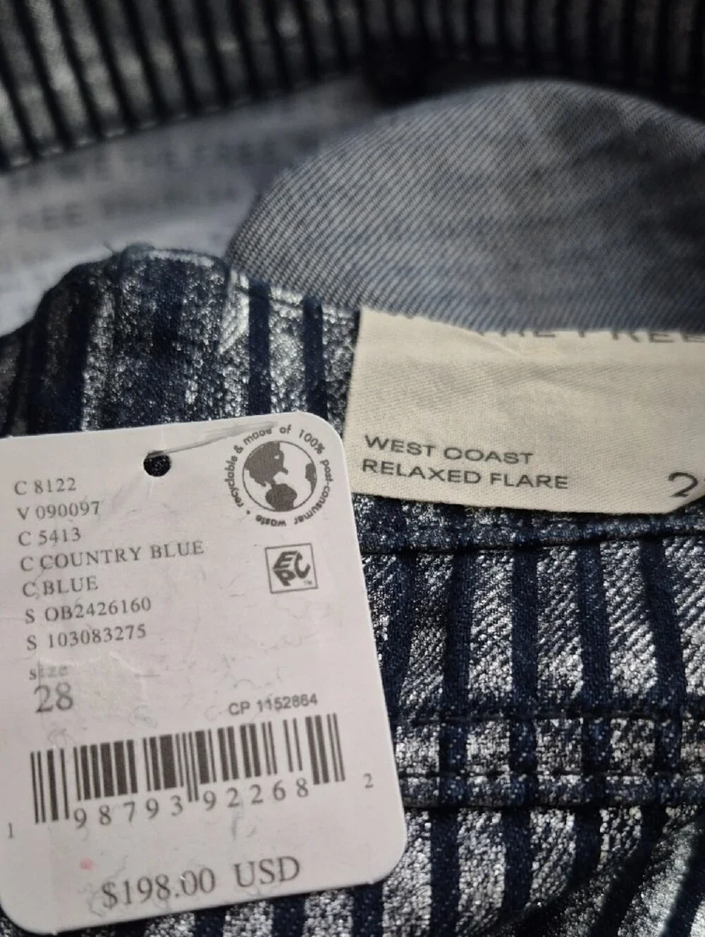 NWT Free People West Coast Metallic High Waist Flare Jeans Size 28 - Picture 8 of 10